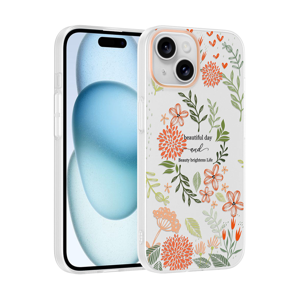 Apple iPhone 15 Kılıf Kamera Korumalı Desenli Zore Klip Kapak Beautiful