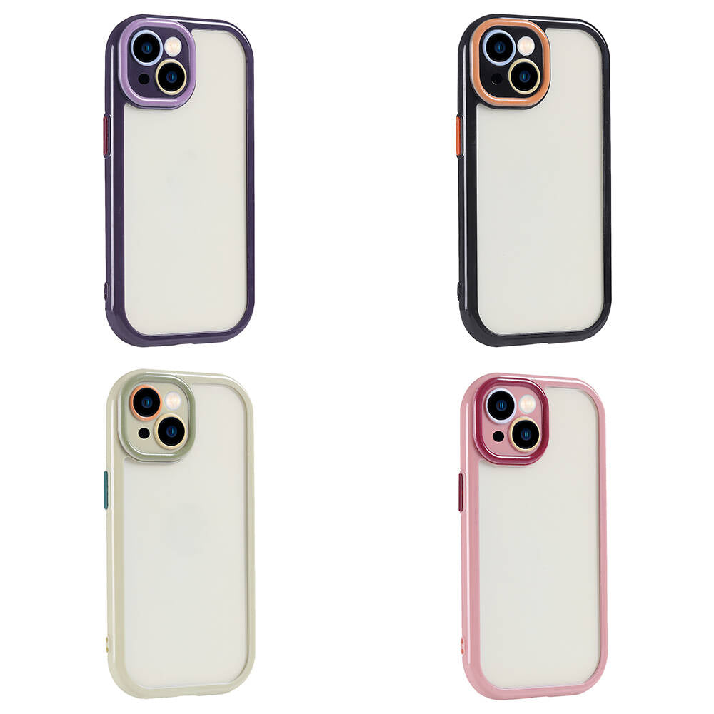 Apple iPhone 15 Kılıf Kamera Korumalı Renkli Kenar ve Çerçeve Tasarımlı Zore Vitamin Kapak Siyah