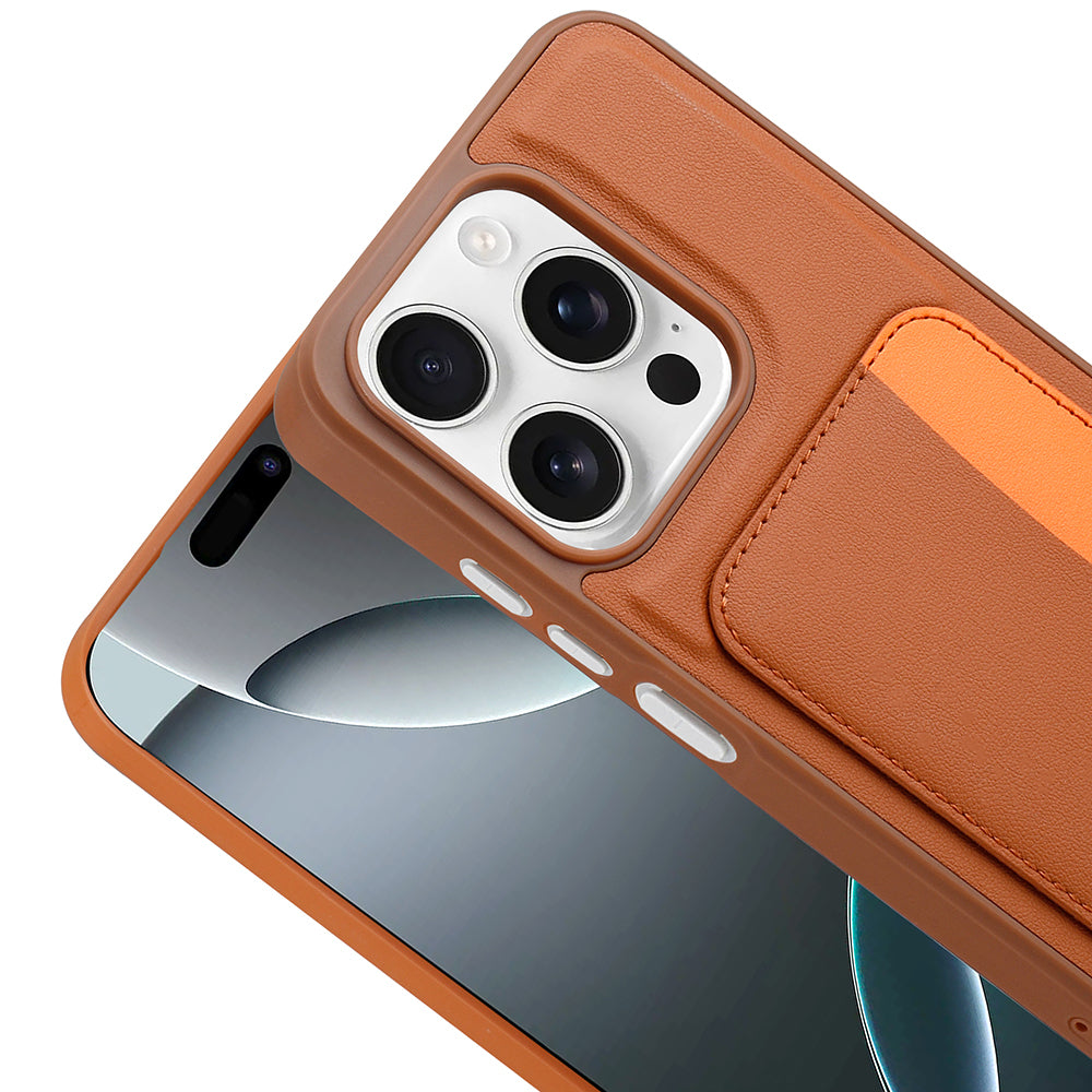 Apple iPhone 15 Kılıf Kartlıklı Zore X-Kart Silikon Kapak Turuncu