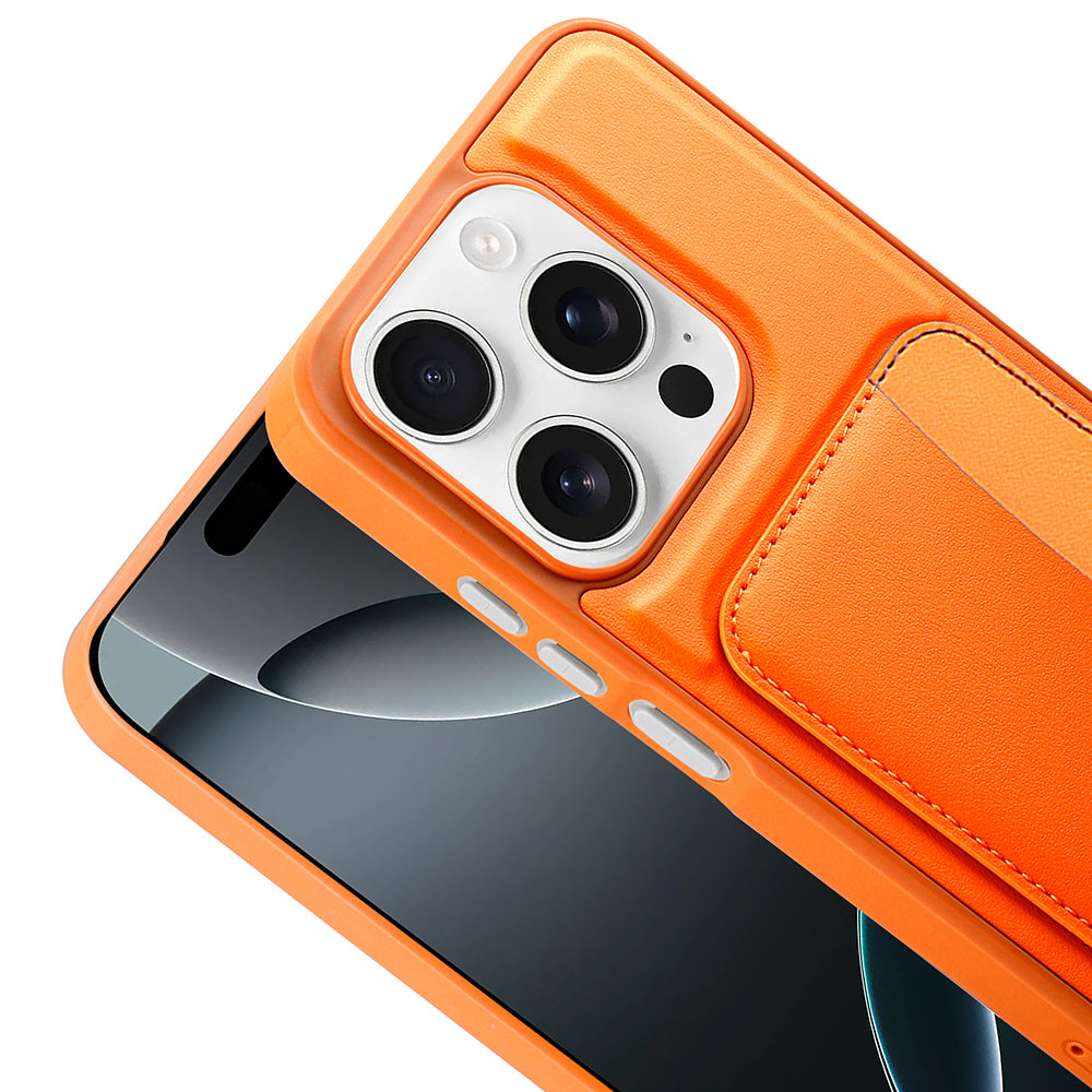 Apple iPhone 15 Kılıf Kartlıklı Zore X-Kart Silikon Kapak Kahverengi