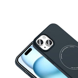 Apple iPhone 15 Kılıf M-Safe Şarj Özellikli Kamera Korumalı Zore Elio Sert PC Kapak Lacivert