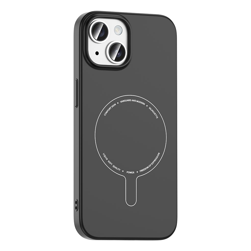 Apple iPhone 15 Kılıf M-Safe Şarj Özellikli Kamera Korumalı Zore Elio Sert PC Kapak Siyah
