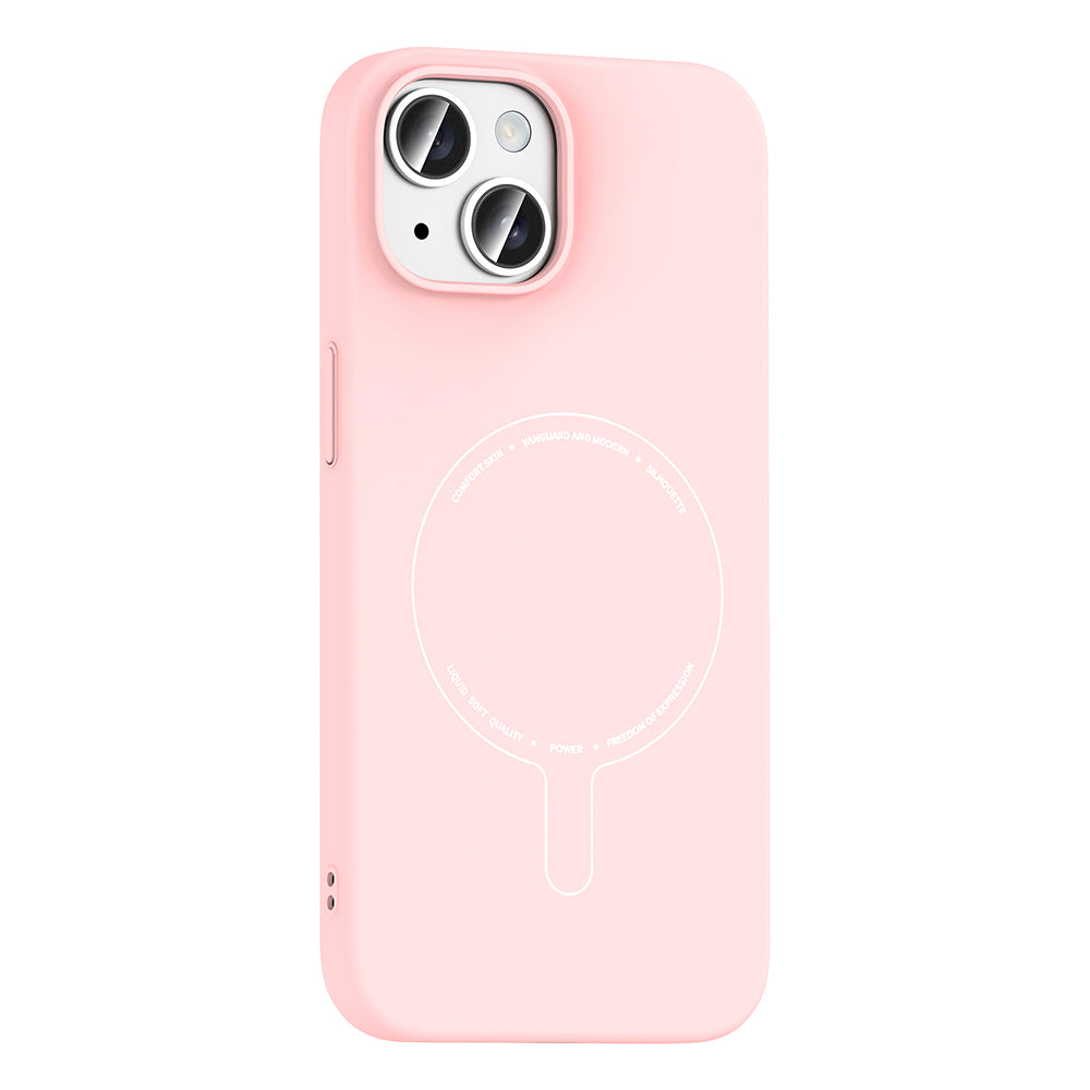 Apple iPhone 15 Kılıf M-Safe Şarj Özellikli Kamera Korumalı Zore Elio Sert PC Kapak Açık Pembe