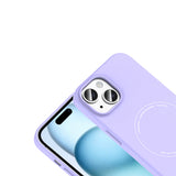 Apple iPhone 15 Kılıf M-Safe Şarj Özellikli Kamera Korumalı Zore Elio Sert PC Kapak Lila