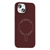 Apple iPhone 15 Kılıf M-Safe Şarj Özellikli Kamera Korumalı Zore Elio Sert PC Kapak Bordo