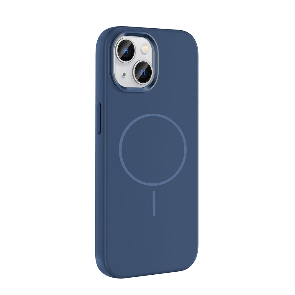 Apple iPhone 15 Kılıf M-Safe Şarj Özellikli Metal Kamera Çerçeveli Zore Edi Silikon Kapak Mor
