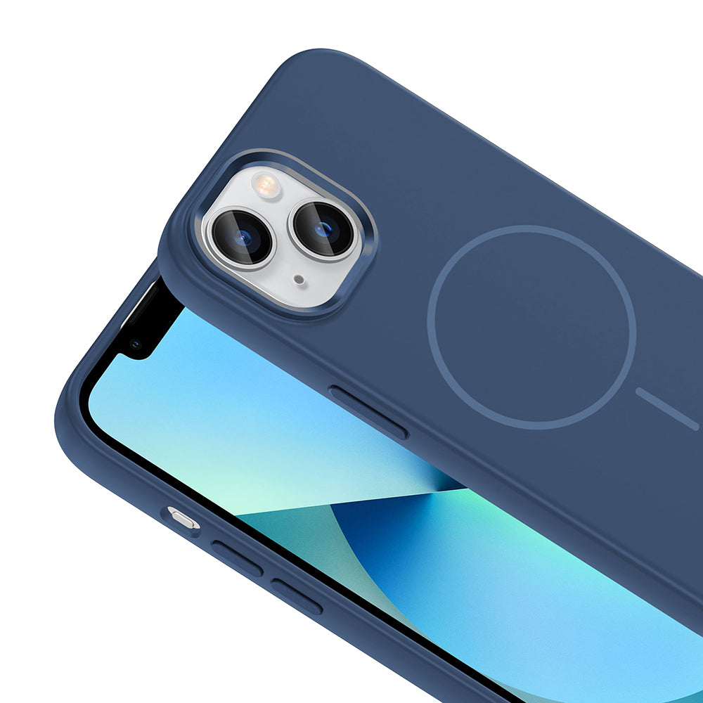 Apple iPhone 15 Kılıf M-Safe Şarj Özellikli Metal Kamera Çerçeveli Zore Edi Silikon Kapak Mor