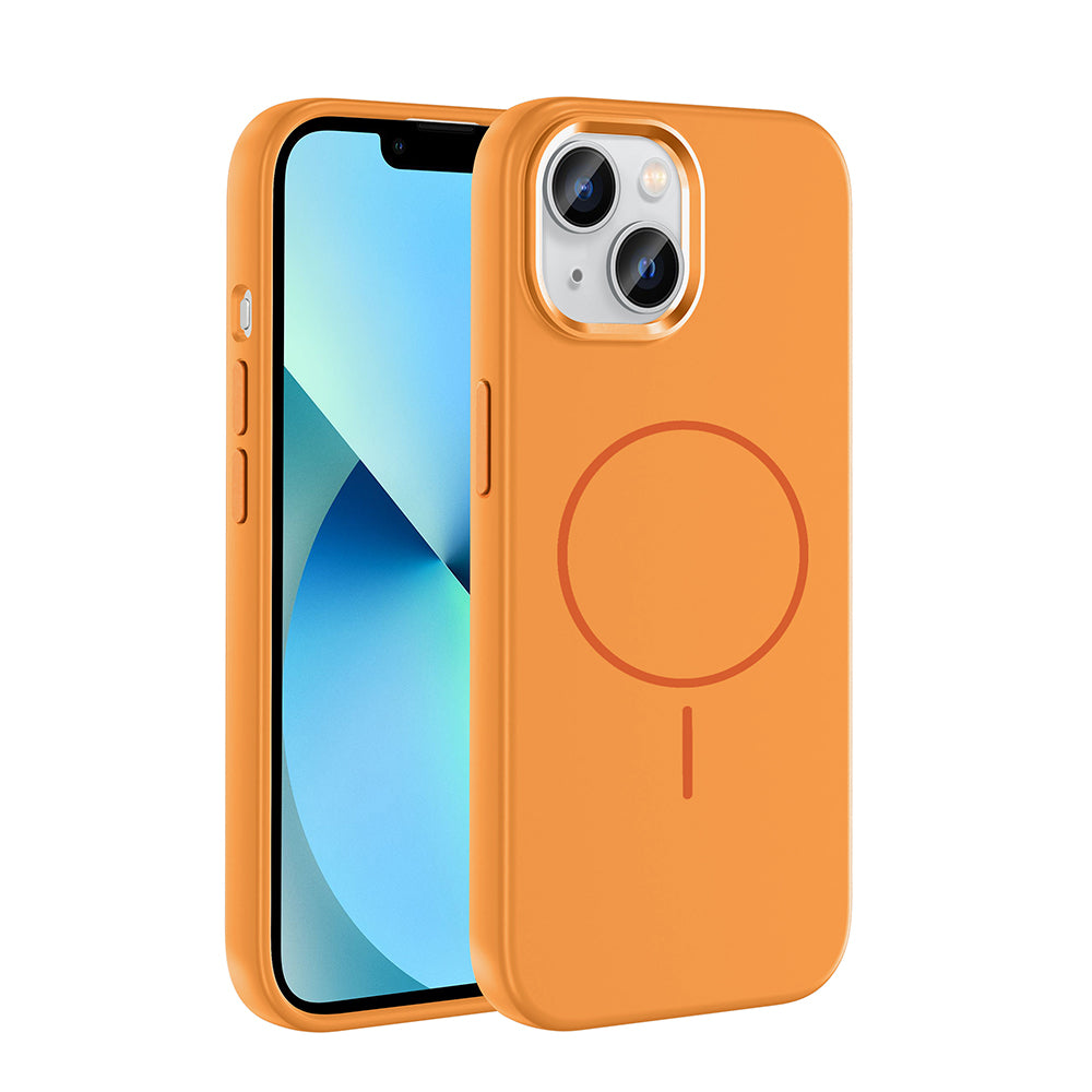 Apple iPhone 15 Kılıf M-Safe Şarj Özellikli Metal Kamera Çerçeveli Zore Edi Silikon Kapak Mor