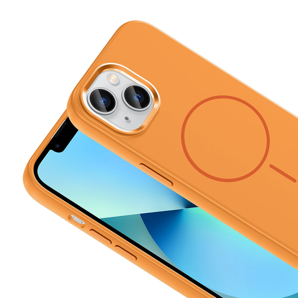 Apple iPhone 15 Kılıf M-Safe Şarj Özellikli Metal Kamera Çerçeveli Zore Edi Silikon Kapak Mor