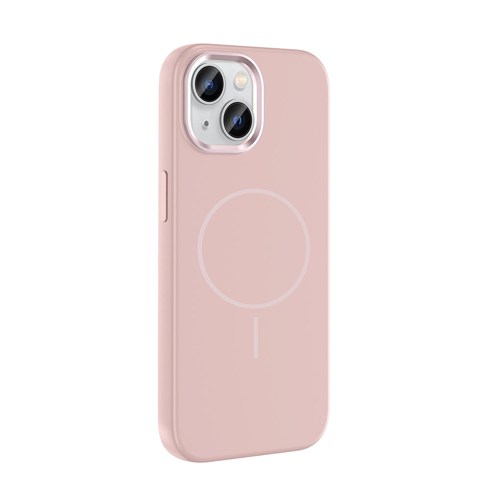 Apple iPhone 15 Kılıf M-Safe Şarj Özellikli Metal Kamera Çerçeveli Zore Edi Silikon Kapak Mor