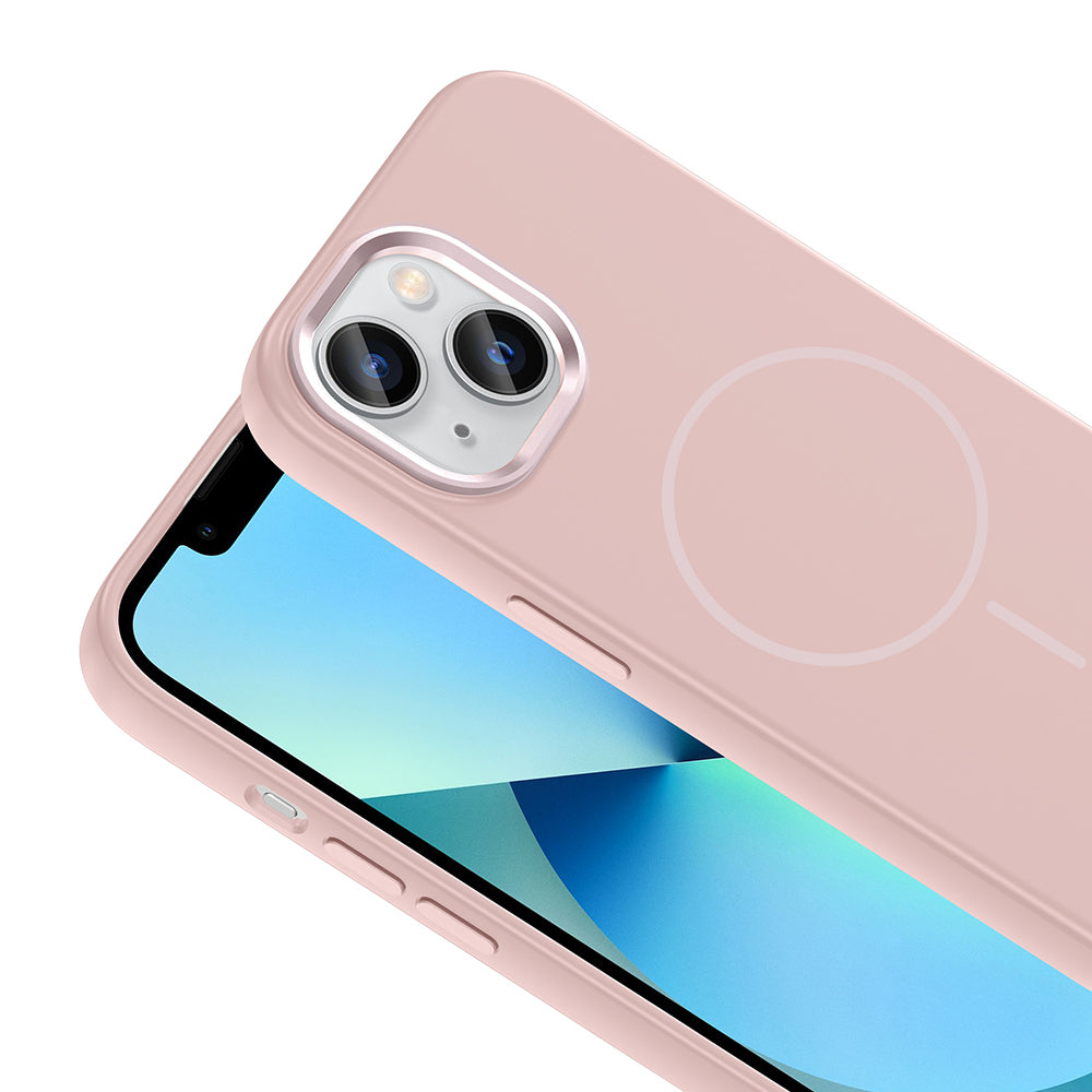Apple iPhone 15 Kılıf M-Safe Şarj Özellikli Metal Kamera Çerçeveli Zore Edi Silikon Kapak Mor