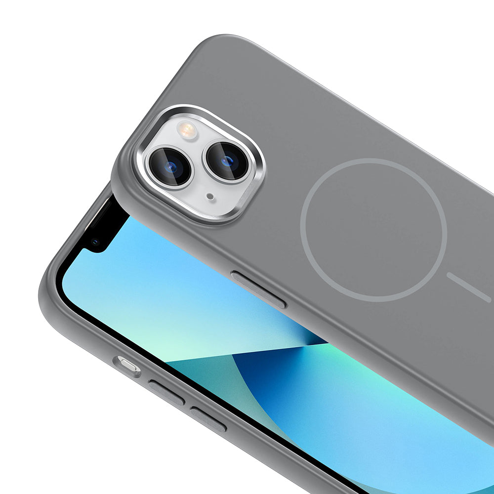 Apple iPhone 15 Kılıf M-Safe Şarj Özellikli Metal Kamera Çerçeveli Zore Edi Silikon Kapak Mor
