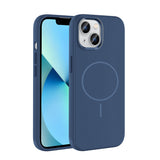 Apple iPhone 15 Kılıf M-Safe Şarj Özellikli Metal Kamera Çerçeveli Zore Edi Silikon Kapak Lacivert
