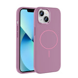 Apple iPhone 15 Kılıf M-Safe Şarj Özellikli Metal Kamera Çerçeveli Zore Edi Silikon Kapak Mor