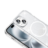 Apple iPhone 15 Kılıf M-safe Şarj Özellikli Parlayan Simli Saydam Renkli Zore Maris Kapak Şeffaf