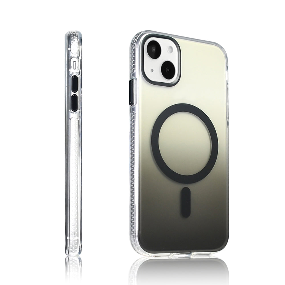 Apple iPhone 15 Kılıf M-safe Şarj Özellikli Transparan Renk Geçişli Zore Toros Kapak Rose Pembe