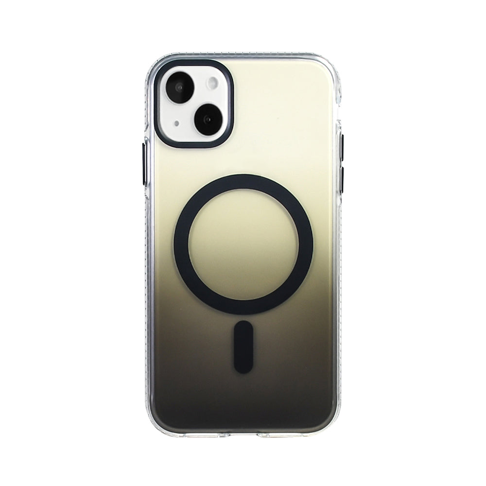 Apple iPhone 15 Kılıf M-safe Şarj Özellikli Transparan Renk Geçişli Zore Toros Kapak Gold