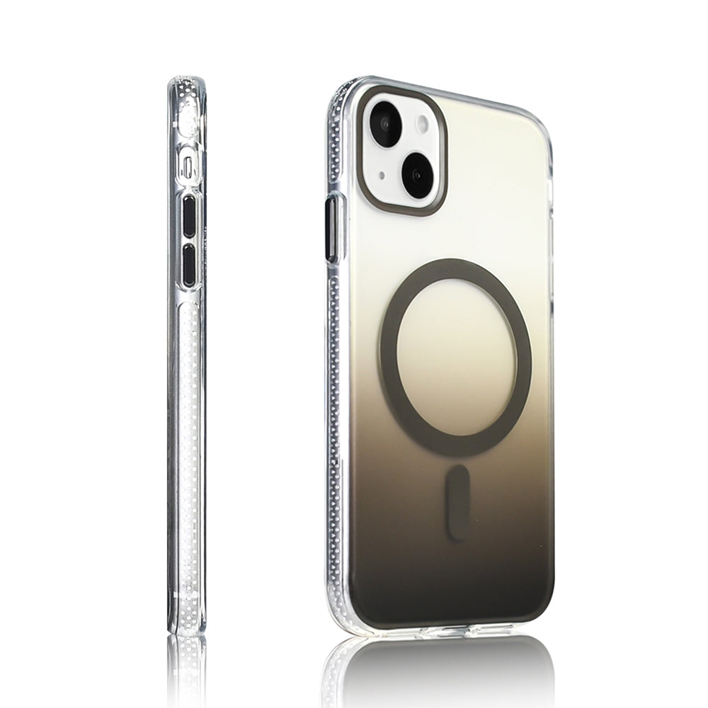Apple iPhone 15 Kılıf M-safe Şarj Özellikli Transparan Renk Geçişli Zore Toros Kapak Siyah