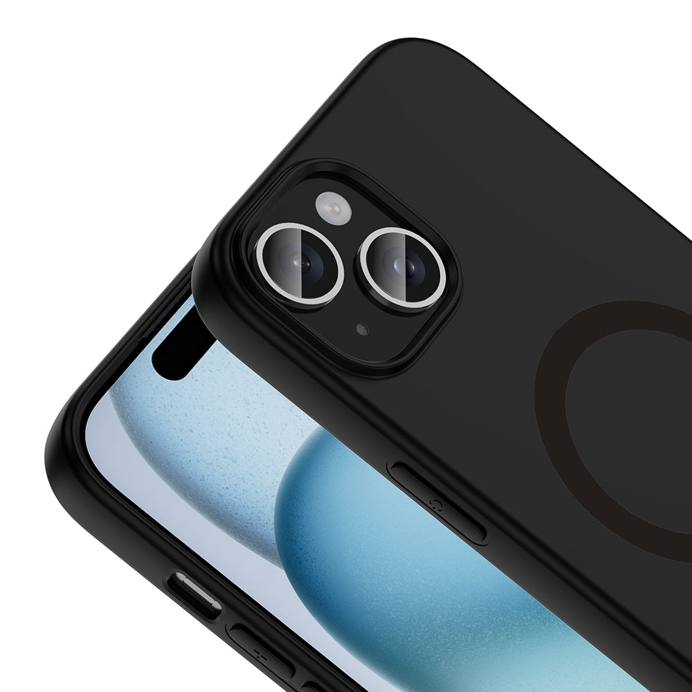 Apple iPhone 15 Kılıf M-Safe Şarj Özellikli Zore Aris Silikon Kapak Siyah