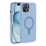 Apple iPhone 15 Kılıf M-Safe Şarj Özellikli Zore Aris Silikon Kapak Baby Blue