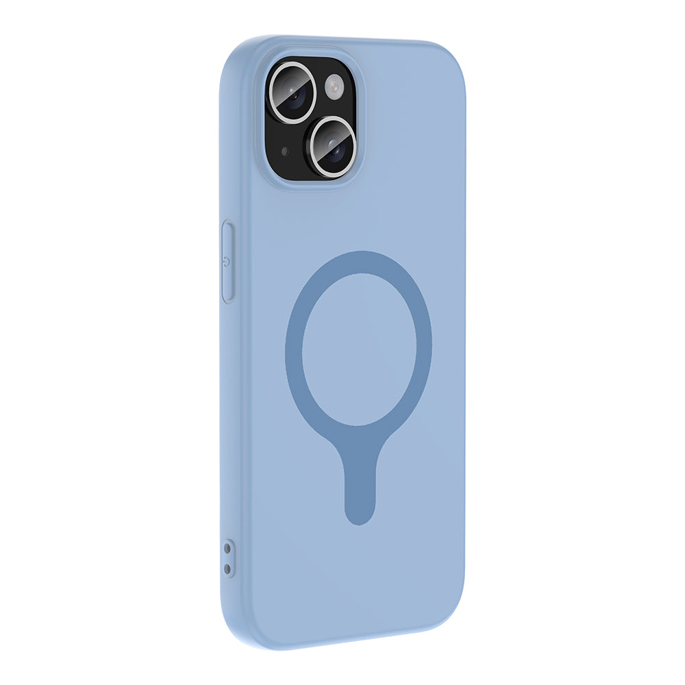 Apple iPhone 15 Kılıf M-Safe Şarj Özellikli Zore Aris Silikon Kapak Baby Blue