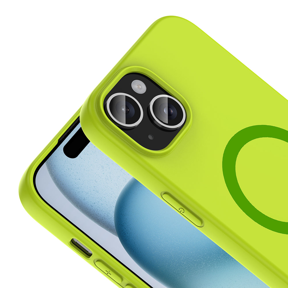 Apple iPhone 15 Kılıf M-Safe Şarj Özellikli Zore Aris Silikon Kapak Yeşil