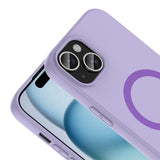 Apple iPhone 15 Kılıf M-Safe Şarj Özellikli Zore Aris Silikon Kapak Lila