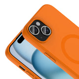 Apple iPhone 15 Kılıf M-Safe Şarj Özellikli Zore Aris Silikon Kapak Turuncu
