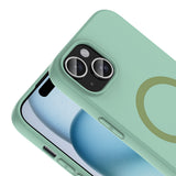 Apple iPhone 15 Kılıf M-Safe Şarj Özellikli Zore Aris Silikon Kapak Turkuaz