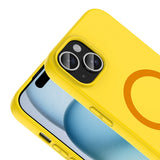Apple iPhone 15 Kılıf M-Safe Şarj Özellikli Zore Aris Silikon Kapak Sarı