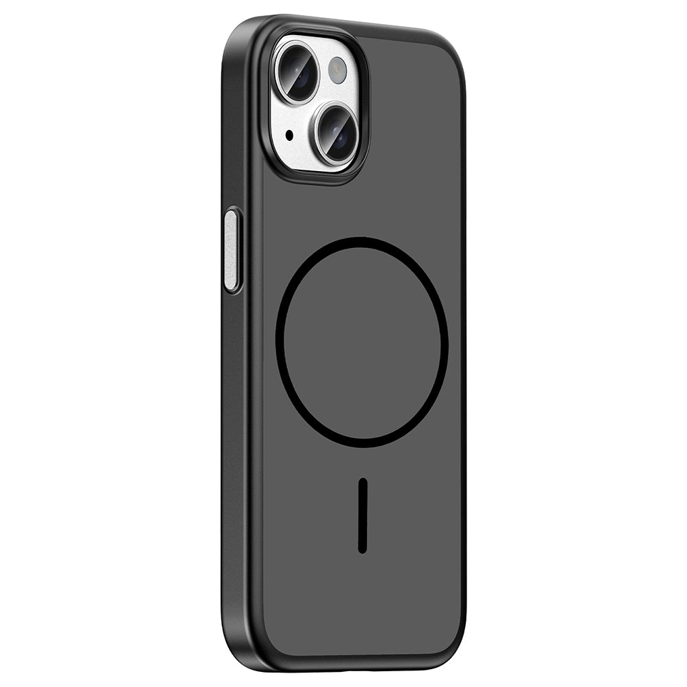 Apple iPhone 15 Kılıf M-Safe Şarj Özellikli Zore Lora PC Kapak Siyah