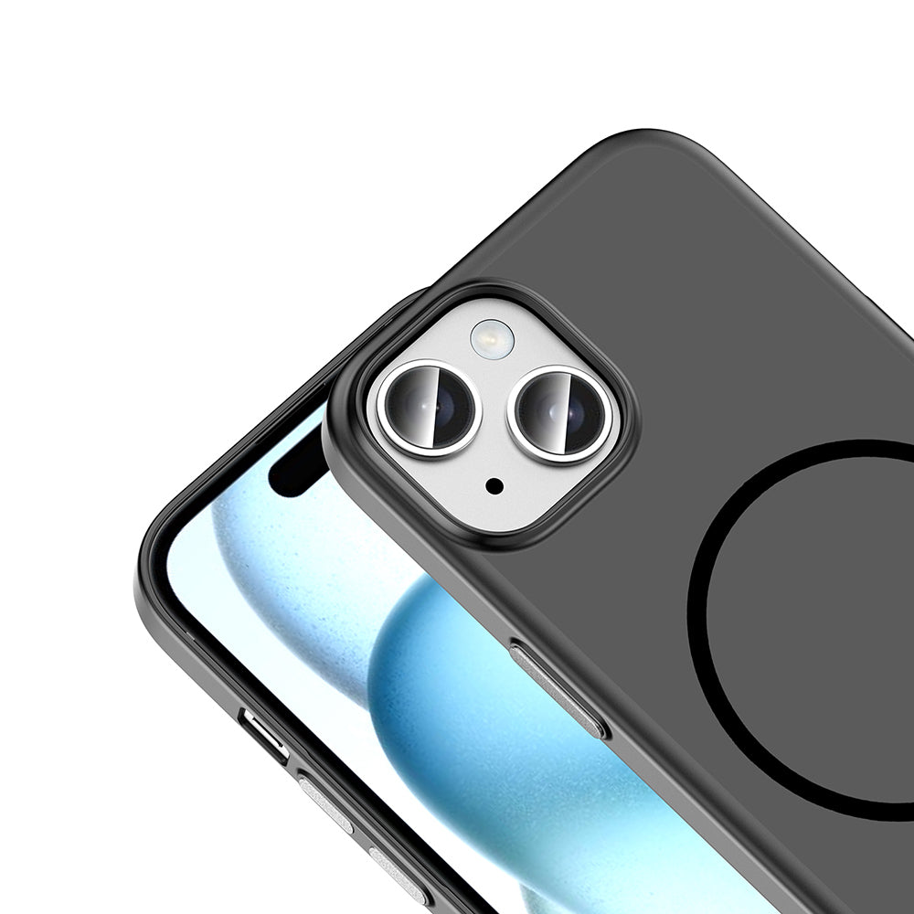 Apple iPhone 15 Kılıf M-Safe Şarj Özellikli Zore Lora PC Kapak Siyah