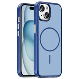 Apple iPhone 15 Kılıf M-Safe Şarj Özellikli Zore Lora PC Kapak Lacivert