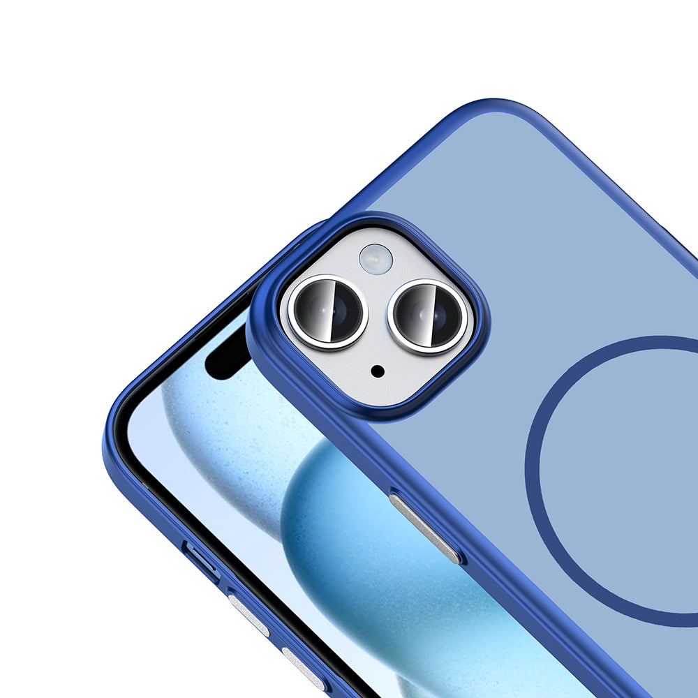 Apple iPhone 15 Kılıf M-Safe Şarj Özellikli Zore Lora PC Kapak Lacivert