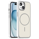 Apple iPhone 15 Kılıf M-Safe Şarj Özellikli Zore Lora PC Kapak Gümüş