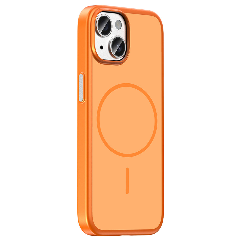 Apple iPhone 15 Kılıf M-Safe Şarj Özellikli Zore Lora PC Kapak Turuncu