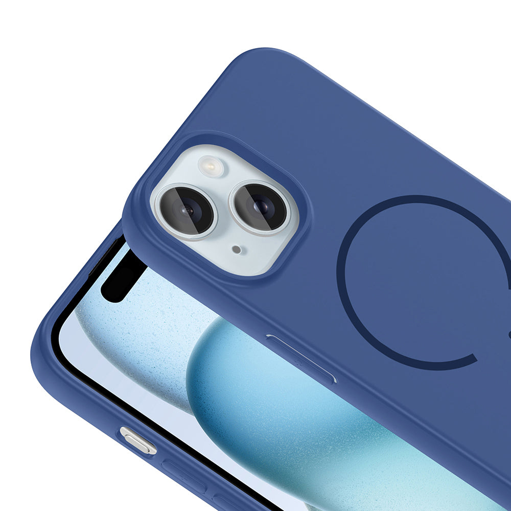 Apple iPhone 15 Kılıf M-safe Şarj Özellikli Zore Meta Kapak Turuncu