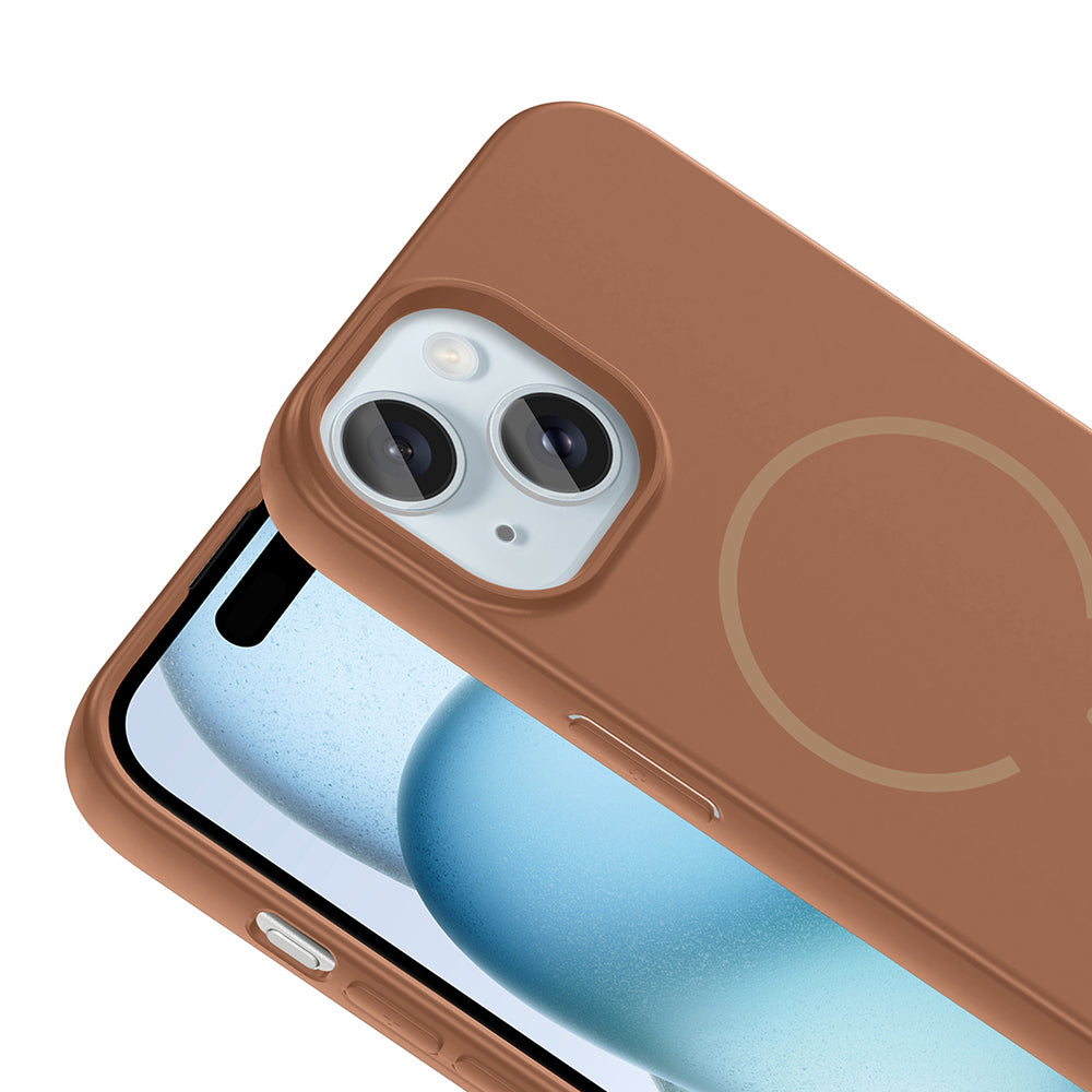 Apple iPhone 15 Kılıf M-safe Şarj Özellikli Zore Meta Kapak Mürdüm