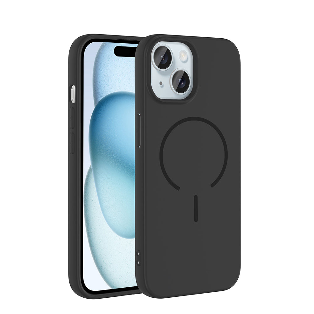 Apple iPhone 15 Kılıf M-safe Şarj Özellikli Zore Meta Kapak Turuncu