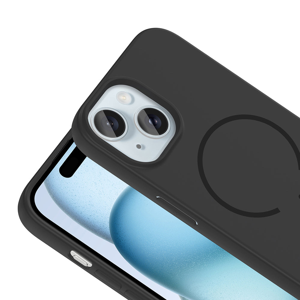 Apple iPhone 15 Kılıf M-safe Şarj Özellikli Zore Meta Kapak Mürdüm