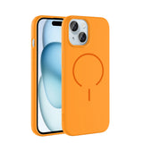 Apple iPhone 15 Kılıf M-safe Şarj Özellikli Zore Meta Kapak Turuncu