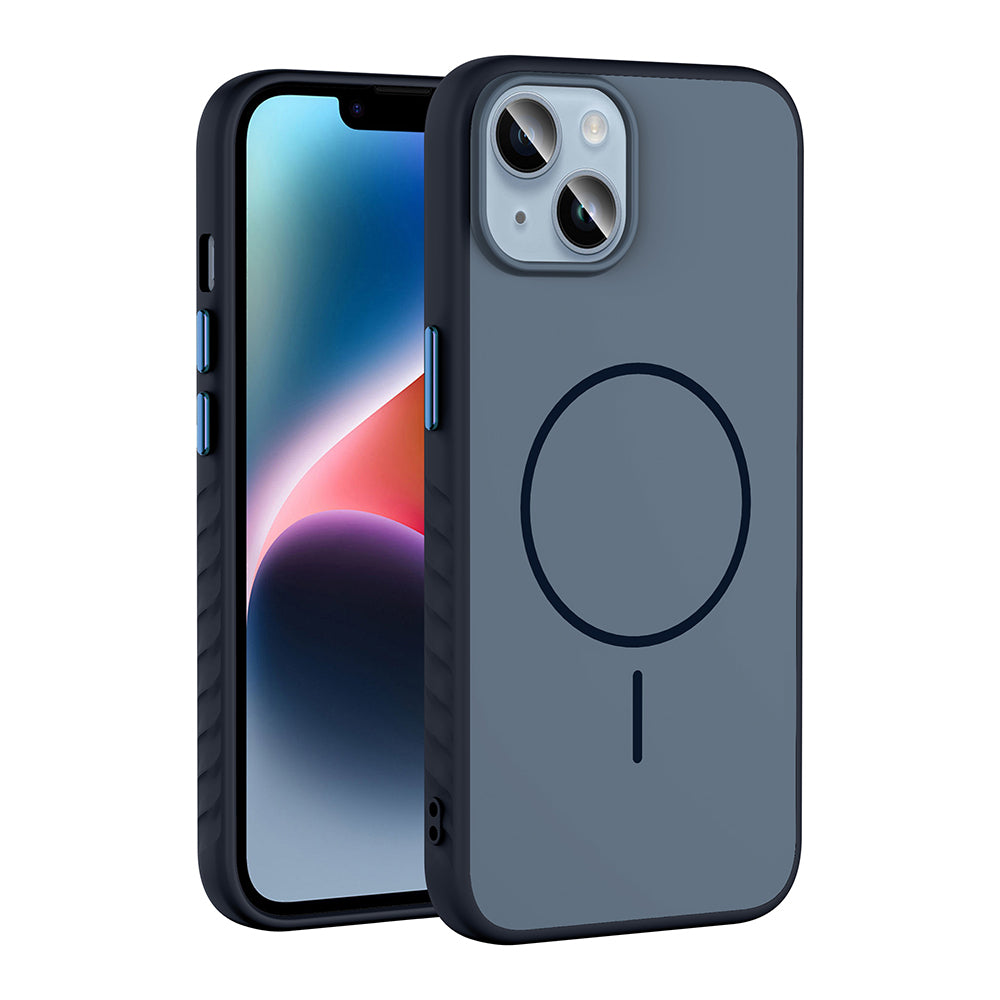 Apple iPhone 15 Kılıf M-safe Şarj Özellikli Tea Kapak Lacivert