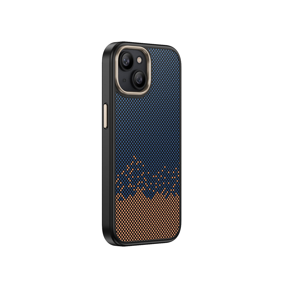 Apple iPhone 15 Kılıf M-safe Şarj Özellikli Karbon Fiber Görünümlü Zore Antina Kapak Gri