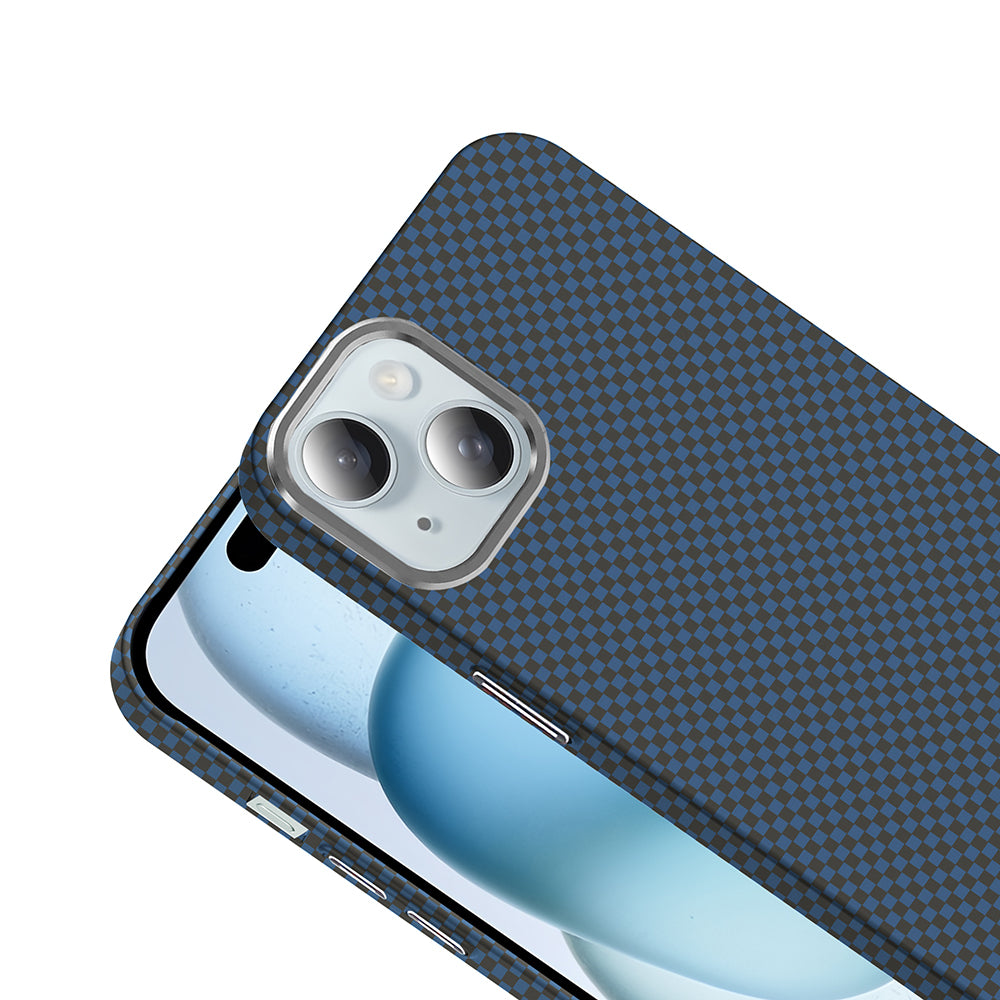 Apple iPhone 15 Kılıf M-safe Şarj Özellikli Karbon Fiber Görünümlü Zore Gros Kapak Desert Titanyum