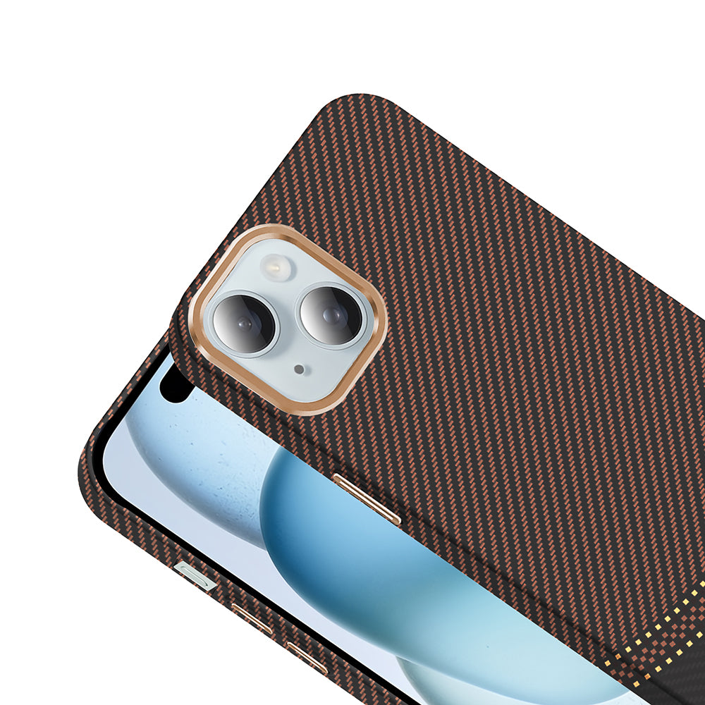 Apple iPhone 15 Kılıf M-safe Şarj Özellikli Karbon Fiber Görünümlü Zore Gros Kapak Siyah-Lacivert