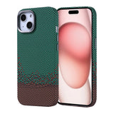Apple iPhone 15 Kılıf M-safe Şarj Özellikli Karbon Fiber Görünümlü Zore Nekst Kapak Yeşil