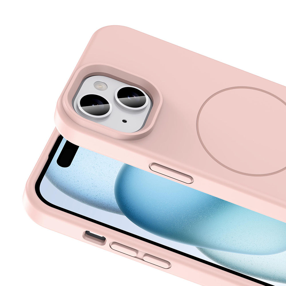 Apple iPhone 15 Kılıf M-safe Şarj Özellikli Sıvı Teknolojili Silinebilir Sert Zore Kivi Kapak Titanyum-Gri