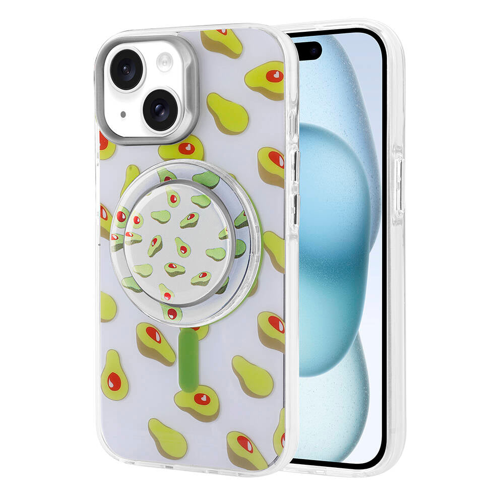 Apple iPhone 15 Kılıf M-safe Şarj Özellikli Tak-Çıkar Pop Soketli Zore Tiktok Kapak Yeşil