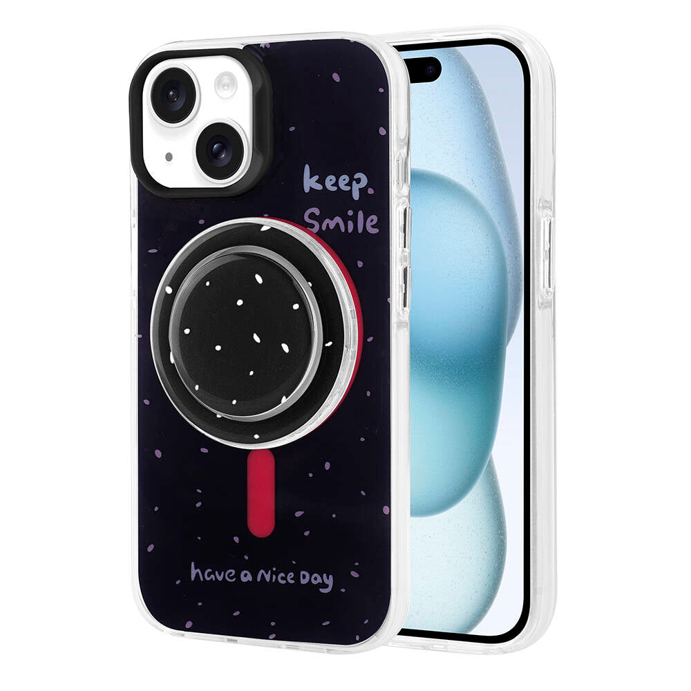 Apple iPhone 15 Kılıf M-safe Şarj Özellikli Tak-Çıkar Pop Soketli Zore Tiktok Kapak Siyah