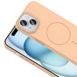 Apple iPhone 15 Kılıf M-safe Şarj Özellikli Zore Ruby Sert Kapak Desert Titanyum